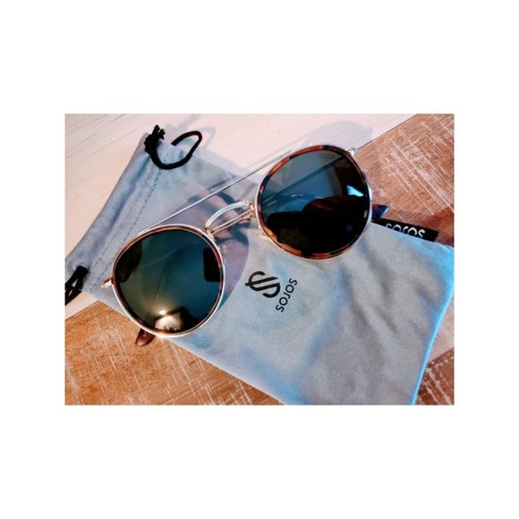 Unisex Brown Retro Round Polarized Trendy Sunglasses - Picture 2 of 5